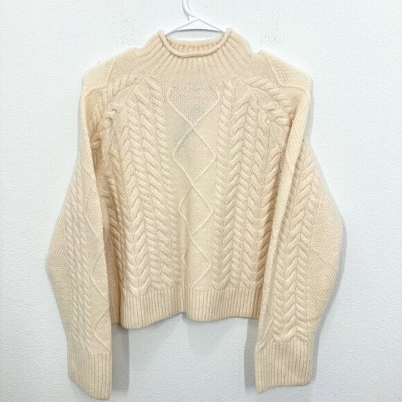 J. Crew Size XS Cream Cable-knit Rollneck™ sweater in Supersoft yarn Cozy NWT - Picture 2 of 8